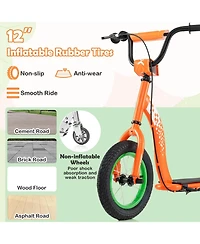 Mecale Kids Scooter Youth Kick Scooter with Adjustable Height Handlebar 12-Inch Inflatable Wheels