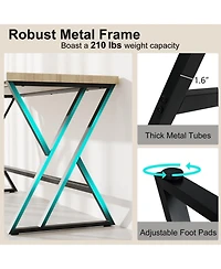 Mecale 59" Computer Desk with Heavy-Duty Metal Frame and Crossbar Support, Workstation