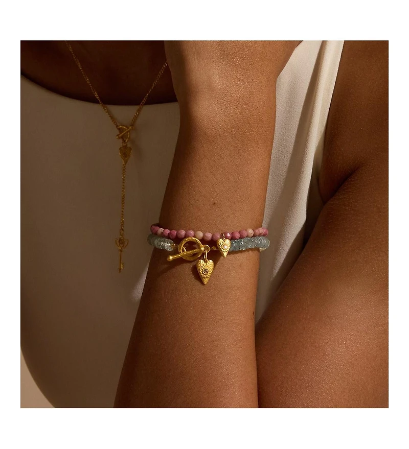 Satya Jewelry Comforted by Love Rhodonite Heart Bracelet