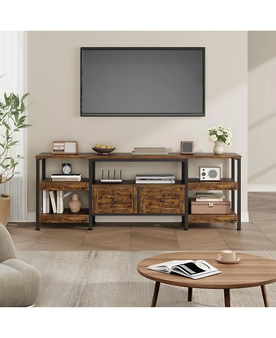 gaomon Rustic Industrial Metal Frame Tv Stand with Storage Drawer Media Console