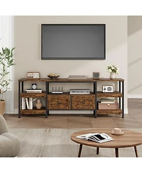 gaomon Rustic Industrial Metal Frame Tv Stand with Storage Drawer Media Console