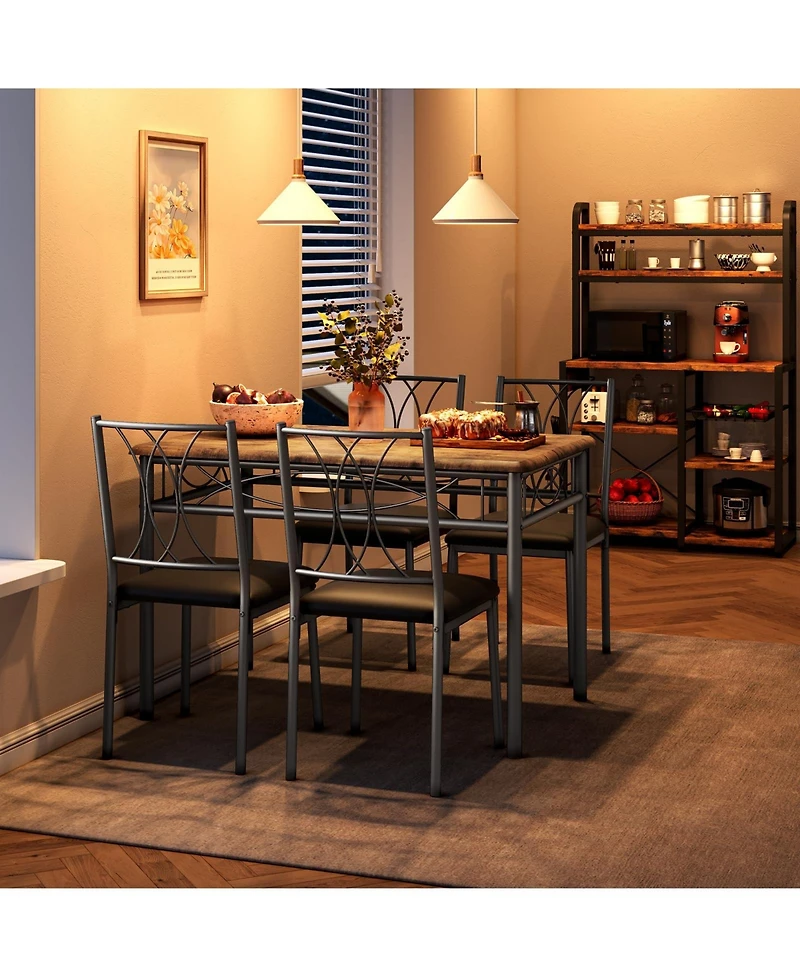 gaomon Dining Table Set for 4 with Chairs and 1 Retro Industrial Wooden Top Metal Legs Breakfast