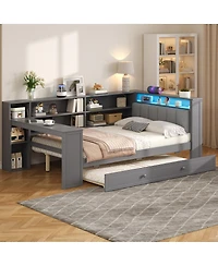 Streamdale Furniture Bed w/Storage, Trundle, Charging, Led, Desk, Headboard