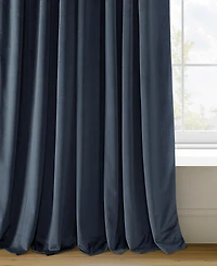 Half Price Drapes Midnight Blue Grommet Signature Velvet Blackout Curtain