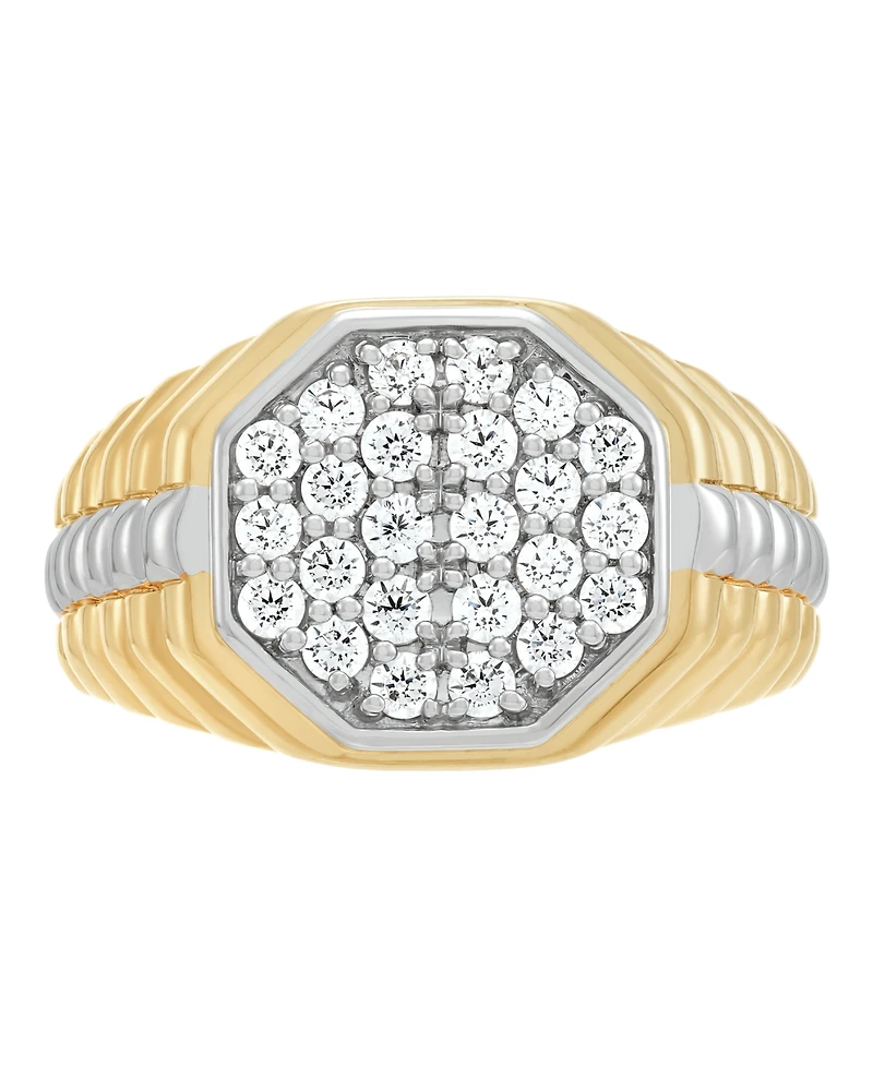Grown With Love Lab Grown Diamond Cluster Ring (1 ct. t.w.) in 14k Yellow Gold Plated Sterling Silver with Rhodium