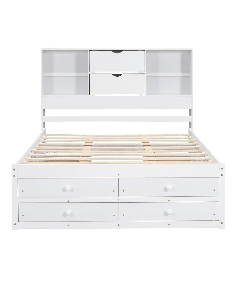 Streamdale Furniture Platform Bed with Storage Headboard and 8 Drawers