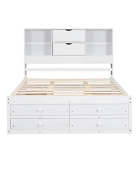 Streamdale Furniture Platform Bed with Storage Headboard and 8 Drawers