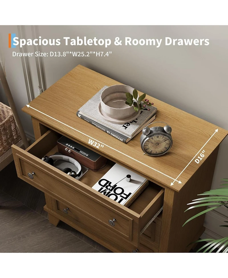 gaomon 3 Drawer Dresser for Bedroom, Wood Chest of Drawers Bedroom