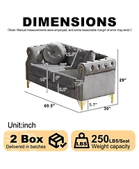 Streamdale Velvet Chesterfield Sofa with Studs & Tufted Accents, Metal Legs