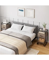 gaomon Nightstand, End Table with Storage Drawer and 3-Tier Storage & Tempered Glass Top, Bedside Furniture with Steel Frame, Easy Assembly