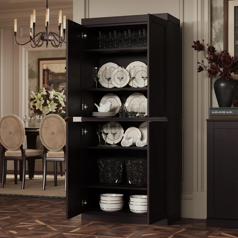 Palace Imports Premium 100% Solid European Oak Hardwood Modular Dining Room Cabinet with Shaker Doors – 32" Wide, 71.5" Tall