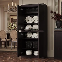 Palace Imports Premium 100% Solid European Oak Hardwood Modular Dining Room Cabinet with Shaker Doors – 32" Wide, 71.5" Tall