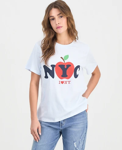 Grayson Threads, The Label Juniors' Nyc Apple Graphic Print Crewneck T-Shirt