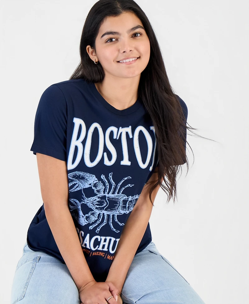 Grayson Threads, The Label Juniors' Boston Lobster Graphic Print T-Shirt