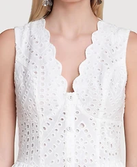 Avec Les Filles Women's V-Neck Sleeveless Midi Dress