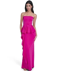 Eliza J Women's Strapless Peplum Gown