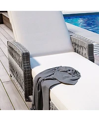 Streamdale Outdoor Long Reclining Chaise Lounge with Armrests