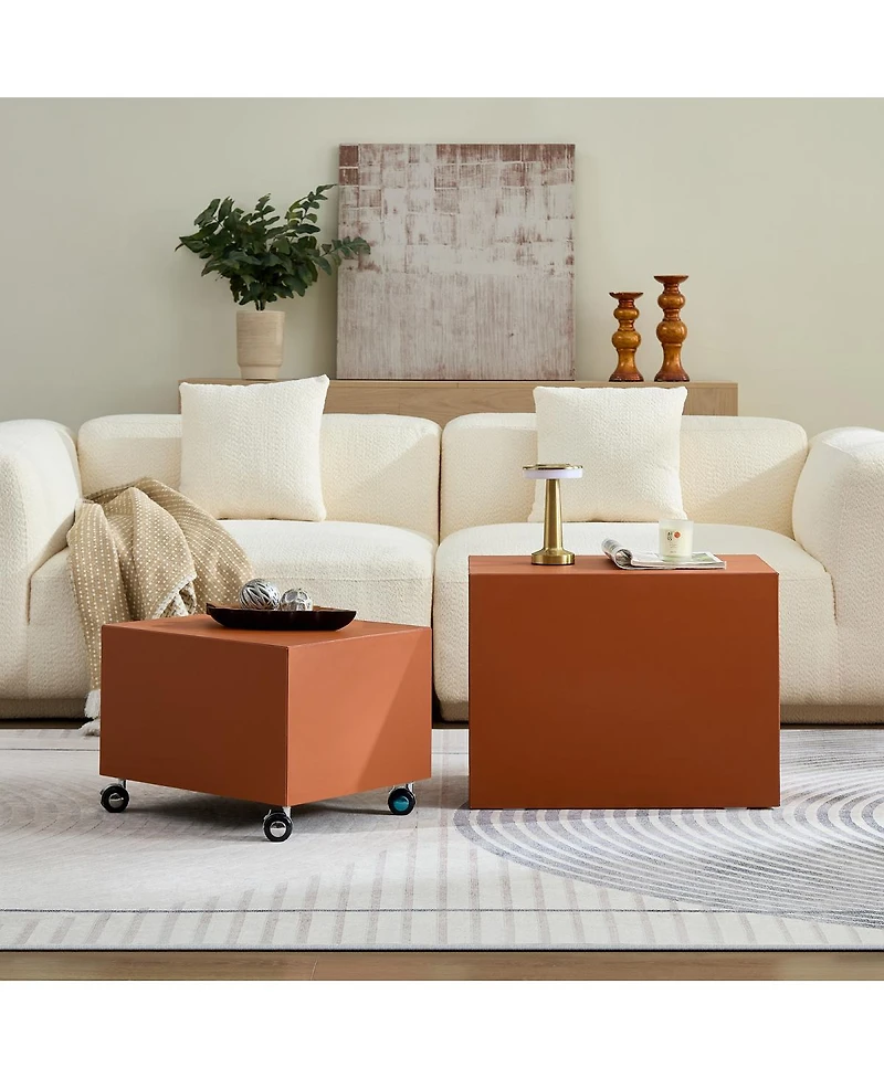 Streamdale Modern Mdf Saddle Leather Table - Two Compact Sizes