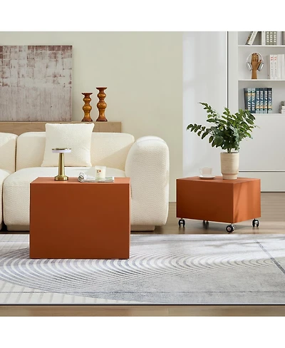 Streamdale Modern Mdf Saddle Leather Table - Two Compact Sizes