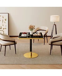 Streamdale Furniture Square Modern Dining Table 31.5" Bistro Tulip Table Faux Marble Top, Metal Frame
