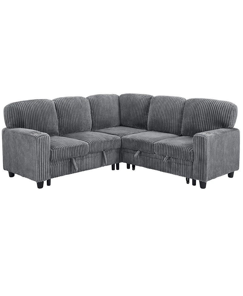 Streamdale L-Shaped Sectional Sofa Bed with Pull-Out Bed & Storage