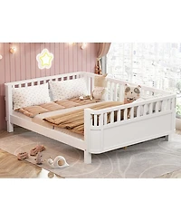 Streamdale Furniture Full Size Wood Platform Bed with Rails for Kids