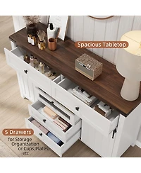 Gaomon Farmhouse 5 Drawers Dresser for Bedroom with Sliding Barn Doors, Wood Dresser & Chest of Drawers, Rustic Dresser Tv Stand, Dresser Organizer