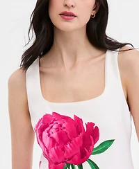 Karl Lagerfeld Paris Women's Sleeveless Peony Floral Scoop Neck Sheath Dress