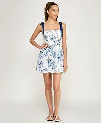 Alex & Sophia Women's Square Neck Printed Fit and Flare Dress