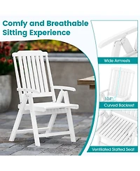 Gymax 2PCS Foldable Patio Chair w/Armrest Curved Back Slatted Seat for Backyard Deck