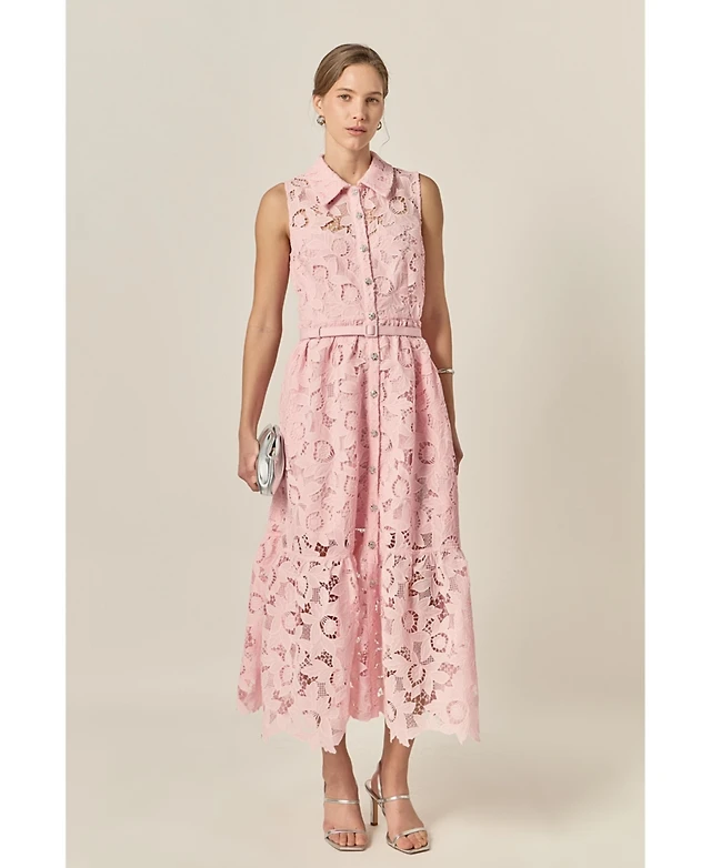 english factory sleeveless midi dress English Factory Women's Shell Sleeveless Midi Dress