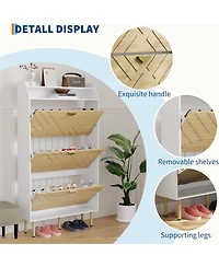 gaomon Wood Grain 3-Drawer Shoe Cabinet