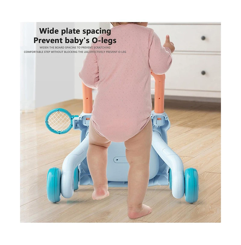 Bruce & Shark 2-in-1 Baby Push Walker Activity Center - Adjustable Anti-Tip Design for First Steps