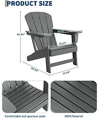 gaomon Modern Hdpe Plastic Adirondack Chair Set of 2 with Side Table