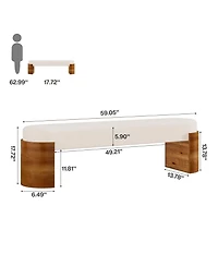 Tribesigns 59" Upholstered End of Bed Bench, Modern Entryway Bench with Engineered Wood Frame, Oval Ottoman with Faux Lambswool Fabric