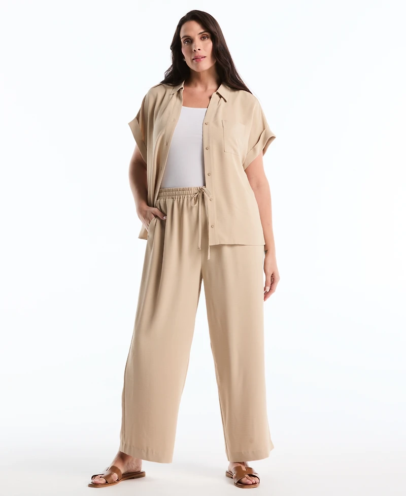 Rafaella Plus Drawstring Wide-Leg Pants