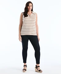 Rafaella Plus Stripe Sleeveless Polo Top