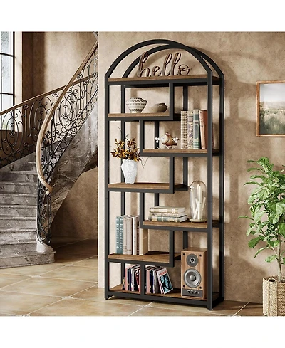Tribesigns 71" Tall Arched Bookshelf, Industrial Etagere Bookcase with Open Display Shelves, Floor Stand Storage Organizer Shelving