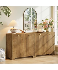 Tribesigns 59" Sideboard, 4-Door Storage Cabinet with Shelves, Buffet Tv Stand, Modern Vintage Coffee Bar Cabinet