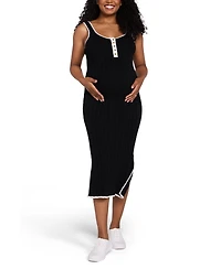 Motherhood Maternity Sleeveless Nursing Henley Midi Dress