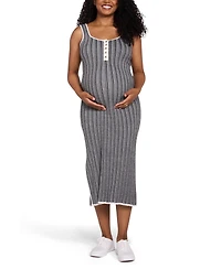 Motherhood Maternity Sleeveless Nursing Henley Midi Dress