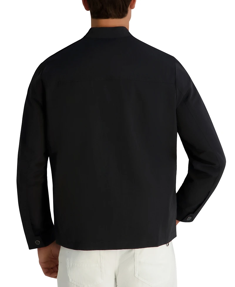 Karl Lagerfeld Paris Men's Crinkle Cut Snap Button Jacket