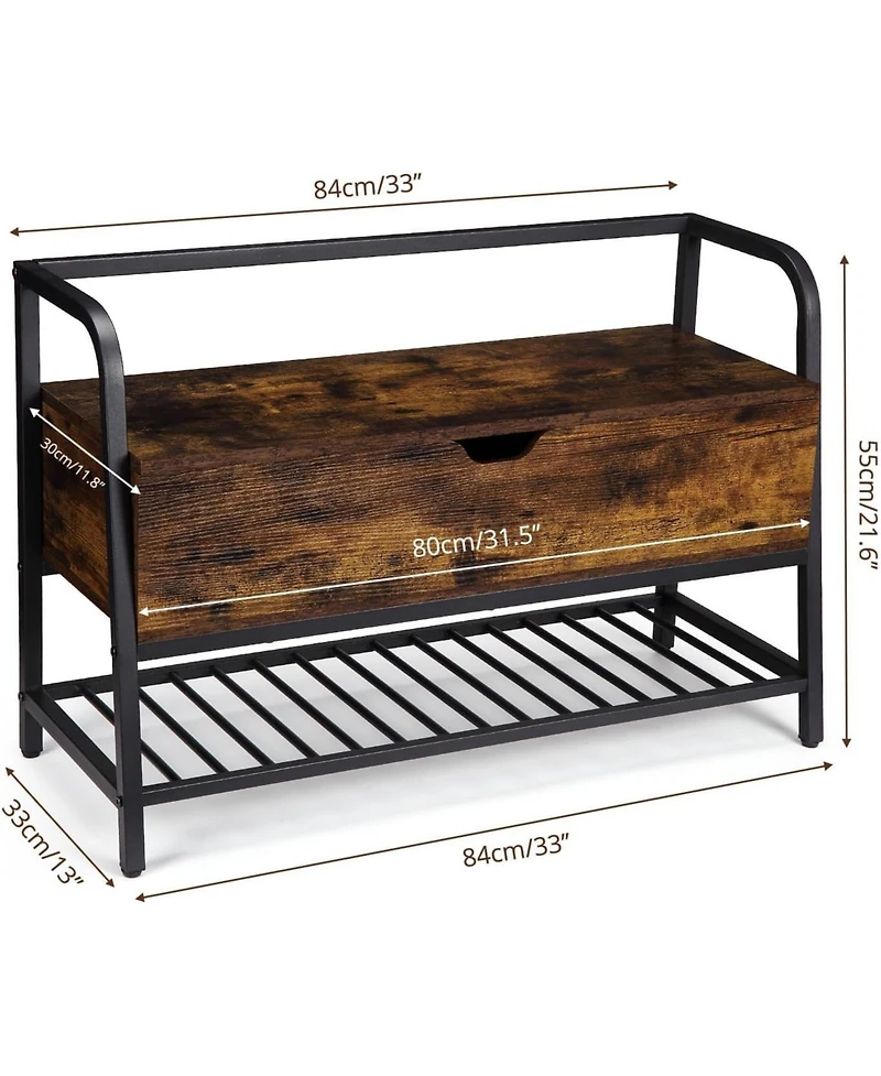 gaomon Metal & Wood Lift Top Shoe Bench