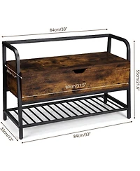 gaomon Metal & Wood Lift Top Shoe Bench