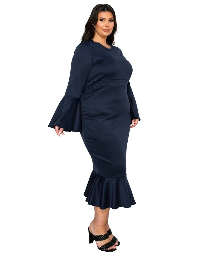 L I V D Women's Plus Sabrina Mermaid Hem Dress