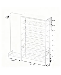 Yigii 3-in-1 Shoe & Coat Rack, 8 Tier Storage, Adjustable Hooks, Sturdy Frame
