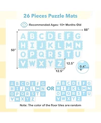 Slickblue 26-Piece Interlocking Abc Play Mats with Detachable Letters