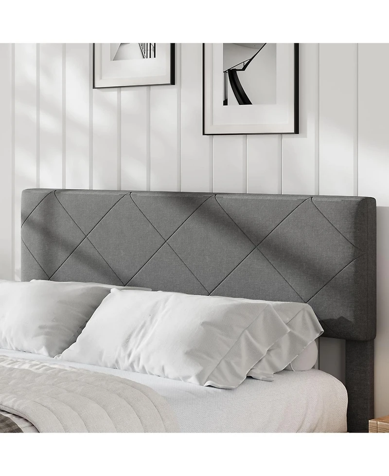 gaomon Upholstered King Size Bed Frame with Headboard, Platform Bed with Wooden Slat Support, Easy Assembly, Noise-Free Design