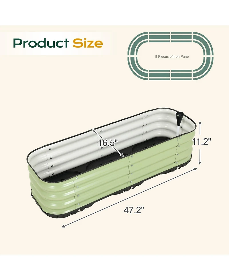 Aoodor Galvanized Raised Garden Bed, Self-Watering Planter Box with Drainage Plug and Water Reservoir