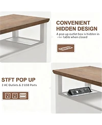 Yigii Adjustable Shelf, Hidden Charging, Multi-Use End Table with storage space